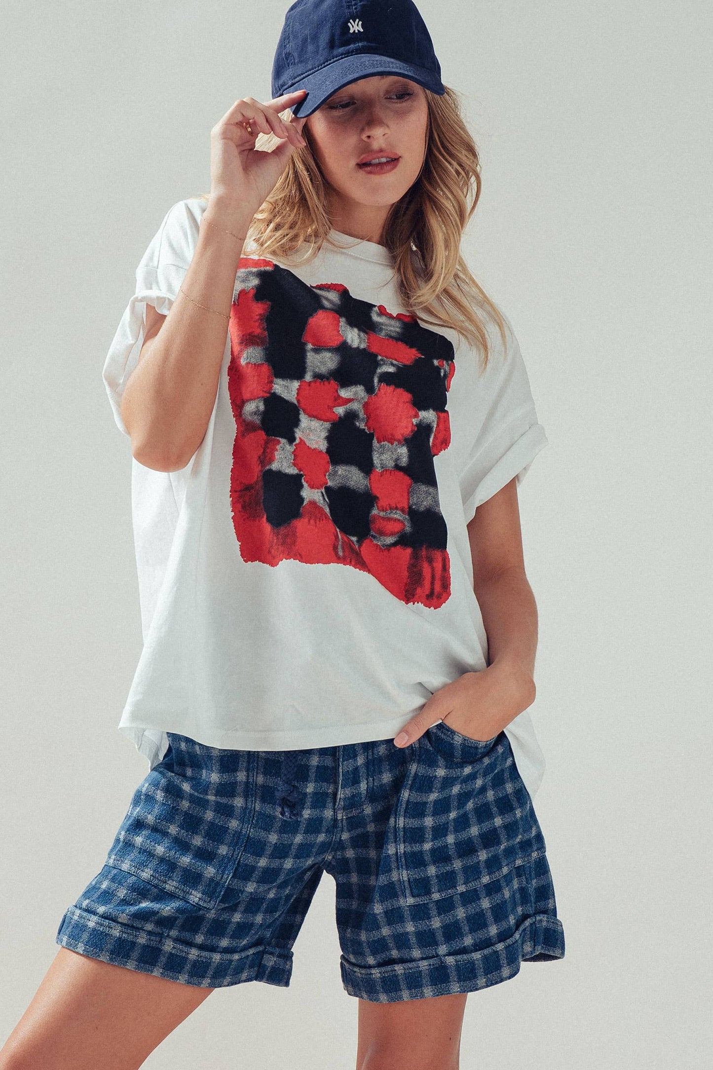 Urban Daizy - Plaid Cotton Blend Shorts Rope Drawstring