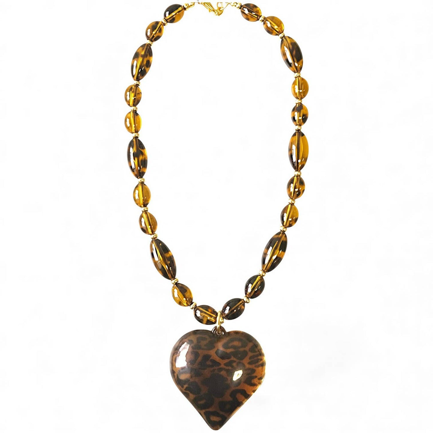 Bijoux Envie Statement Jewelry - Chunky Tortoise Heart Necklace | Handmade Statement Jewelry