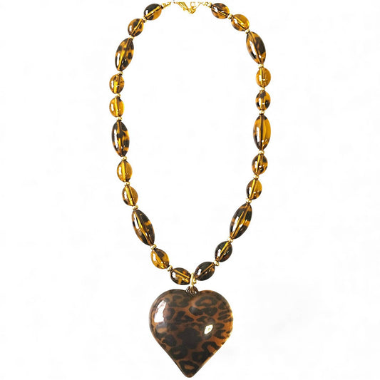Bijoux Envie Statement Jewelry - Chunky Tortoise Heart Necklace | Handmade Statement Jewelry