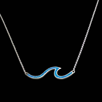 Jackie Gallagher Designs - Handmade Coastal Jewelry - Wave Necklace with lab opal, sterling silver