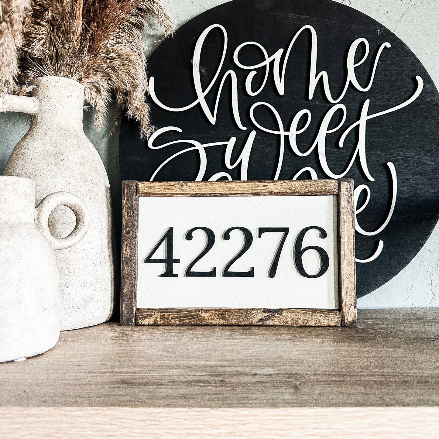 Dakota + Pine Design Co. - Zip Code/Area Code or House Number Custom 3D Laser Wood Sign: Black