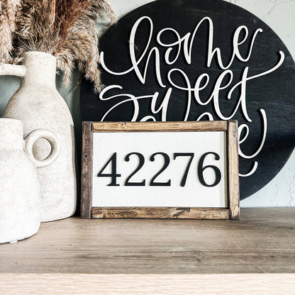 Dakota + Pine Design Co. - Zip Code/Area Code or House Number Custom 3D Laser Wood Sign: Black