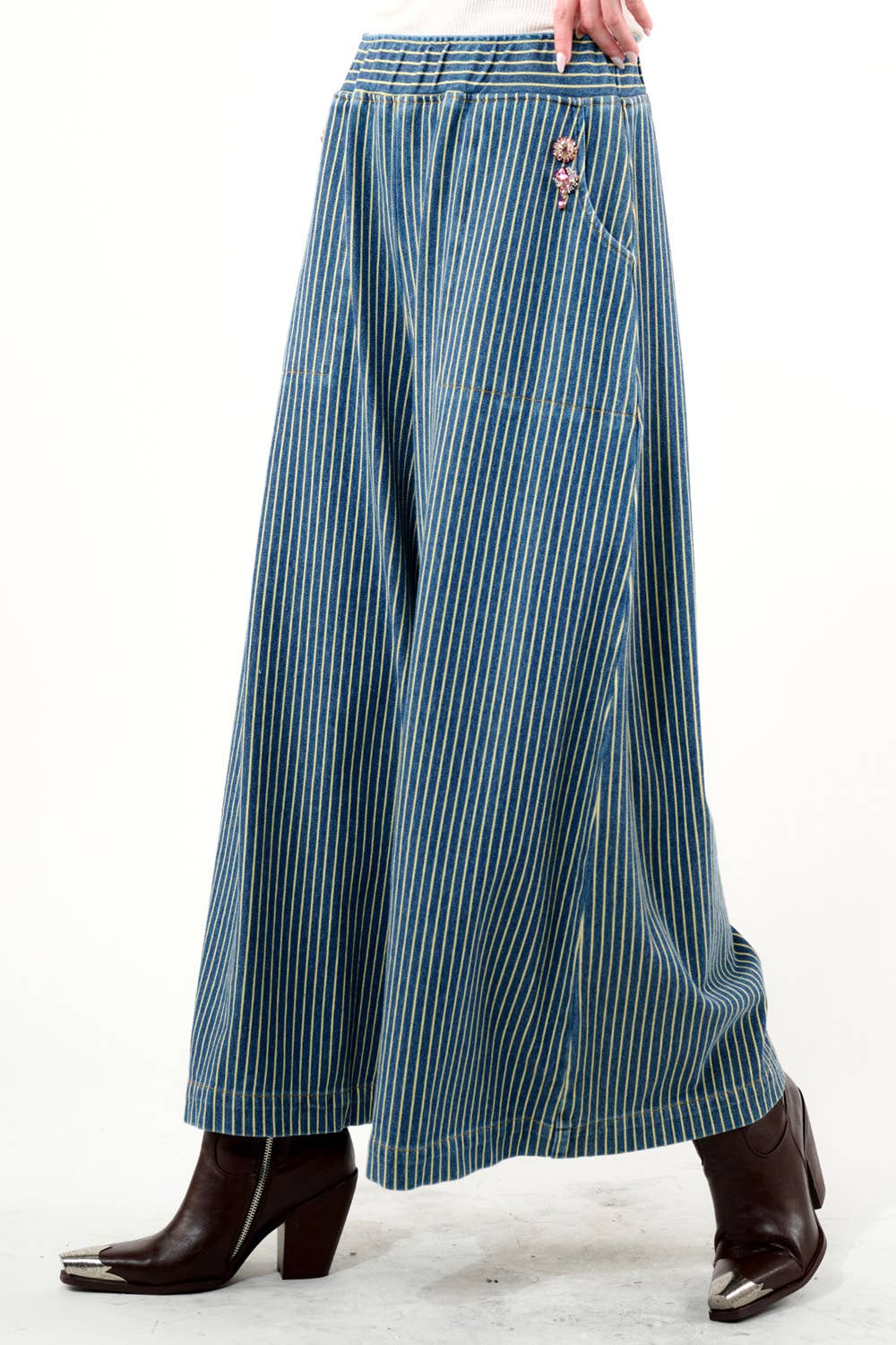 Aratta - Alaia Stripe Denim Pants: Denim Stripe / M
