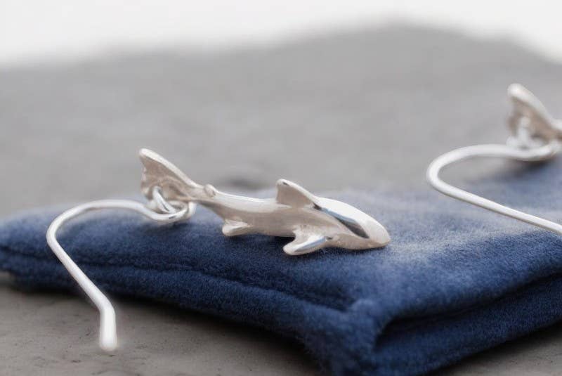 Big Blue by Roland St John - Shark Earrings for Women Sterling Silver- Shark Drop Earring