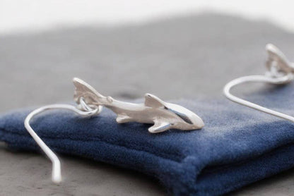 Big Blue by Roland St John - Shark Earrings for Women Sterling Silver- Shark Drop Earring