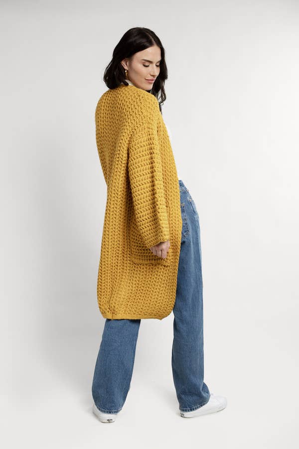 SAACHI - Long Sleeve Kimono Cable Knit Cardigan