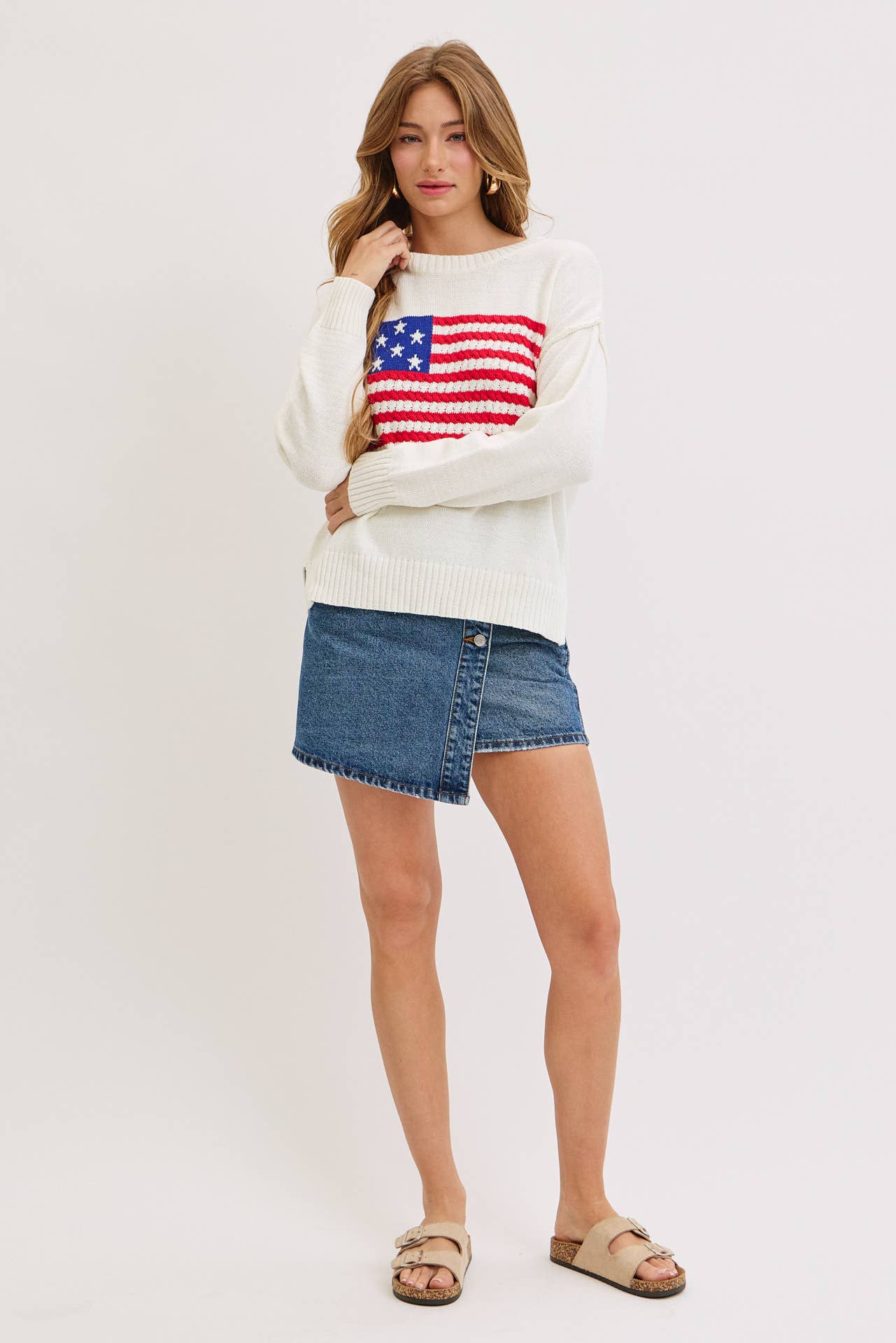 Sweet Lovely by Jen - AMERICAN FLAG SWEATER TOP