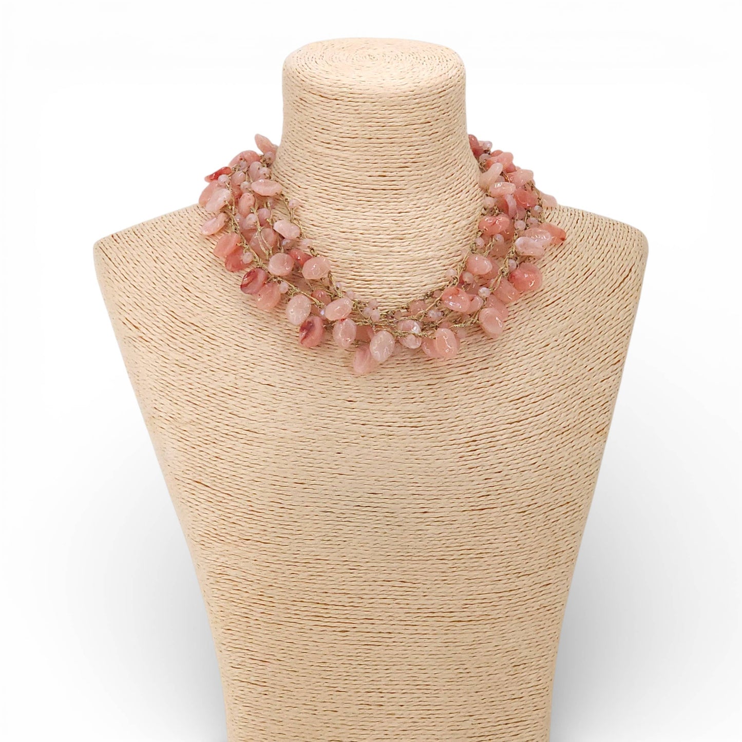 Bijoux Envie Statement Jewelry - Pink Beaded Collar Necklace | Coastal Statement Jewelry