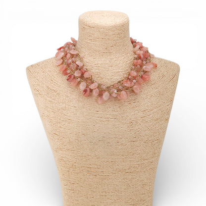 Bijoux Envie Statement Jewelry - Pink Beaded Collar Necklace | Coastal Statement Jewelry