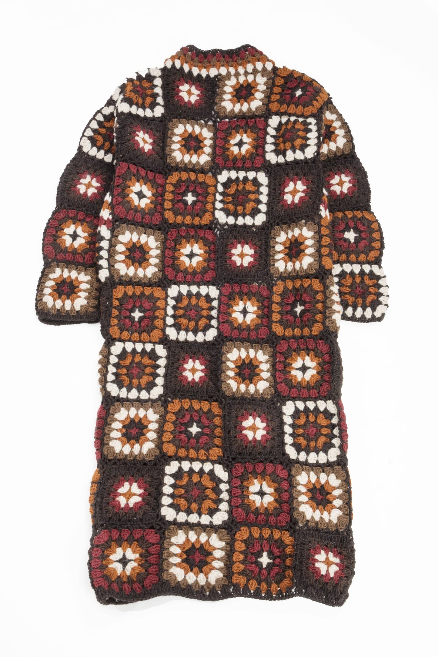 SAACHI - Woolen Granny Square Crochet Kimono: Navy