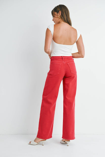 JUST BLACK DENIM - BP453J - VINTAGE RED - Relaxed Wide Leg