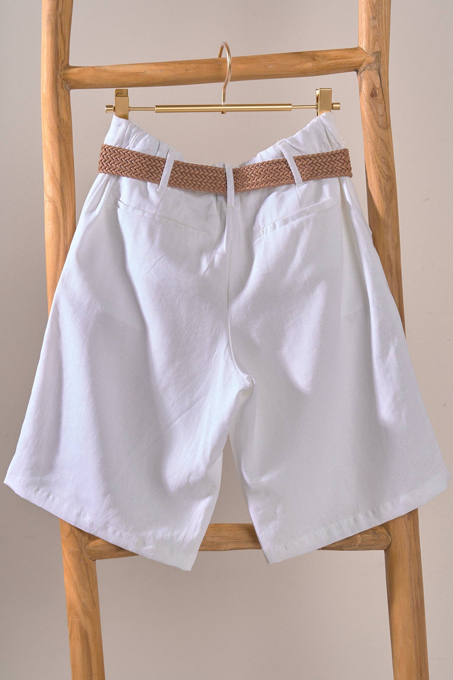 Urban Daizy - Linen Blend Belted Bermuda Shorts