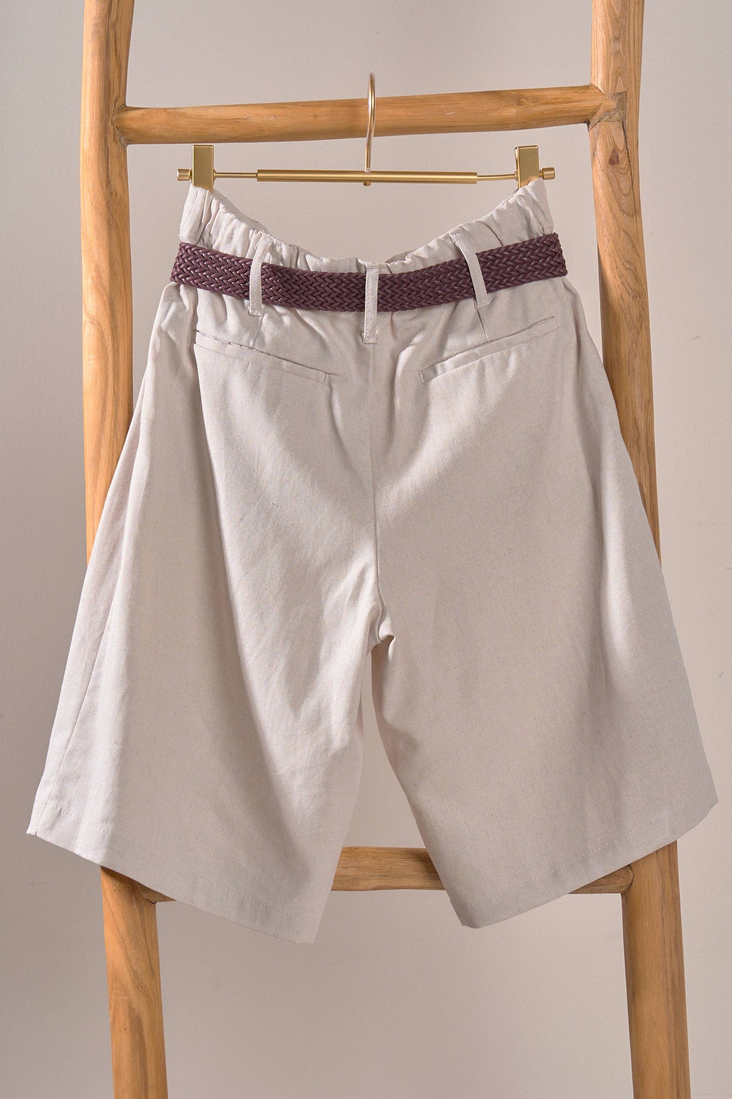 Urban Daizy - Linen Blend Belted Bermuda Shorts