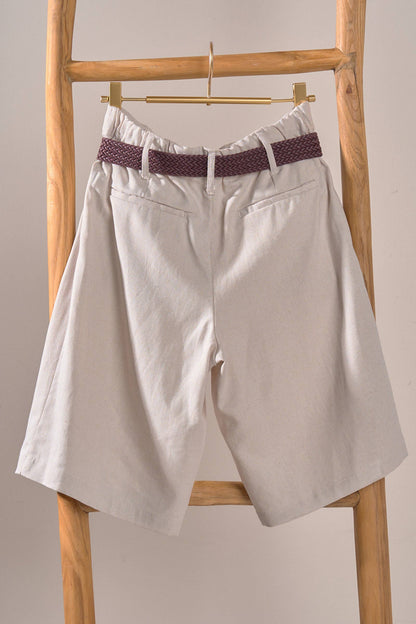 Urban Daizy - Linen Blend Belted Bermuda Shorts