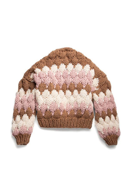 SAACHI - Camila Cropped Knitted Cardigan: Black & White