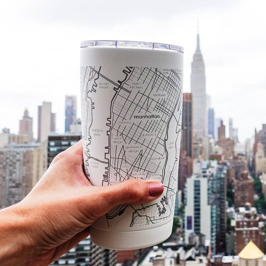 Well Told - CUSTOM ETCHED U.S. City / Town Map - 20 oz Insulated Tumbler: White