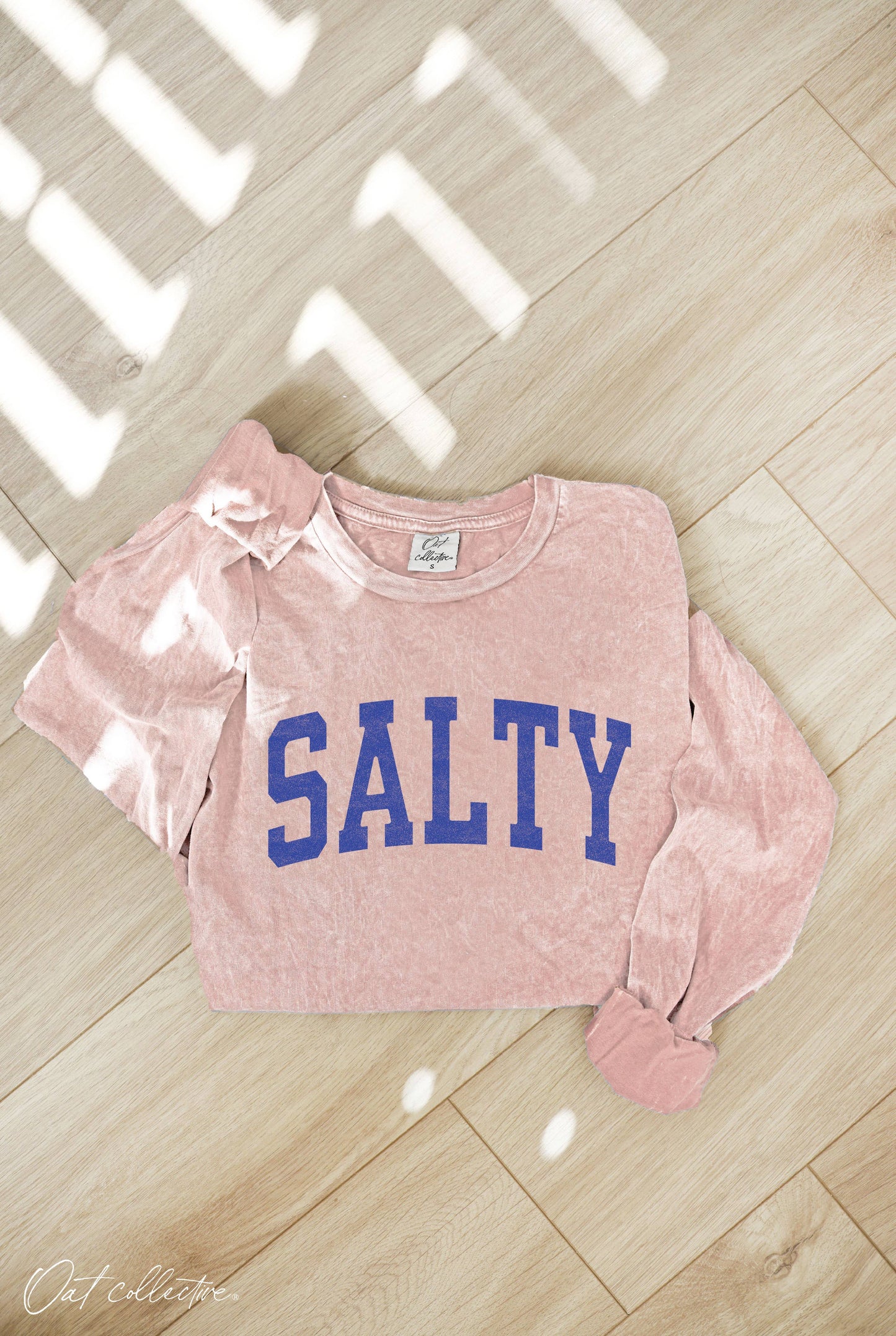OAT COLLECTIVE - SALTY Mineral Washed Long Sleeve Graphic: STORM / M