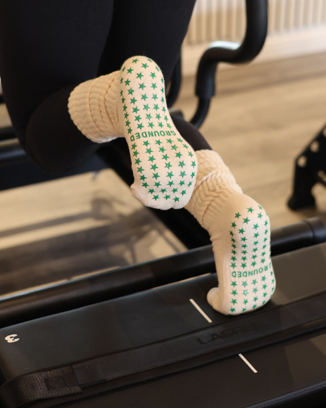 Grounded Grip Socks - Beige Scrunch Grip Socks for Pilates, Lagree, and Barre