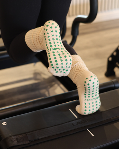 Grounded Grip Socks - Beige Scrunch Grip Socks for Pilates, Lagree, and Barre