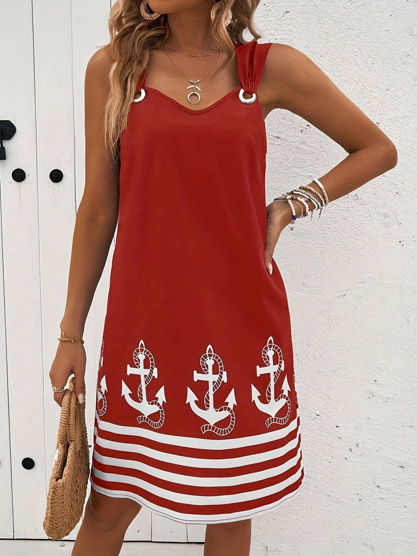 Rosa Clothing - Casual Ethnic Style V-neck Camisole Dress