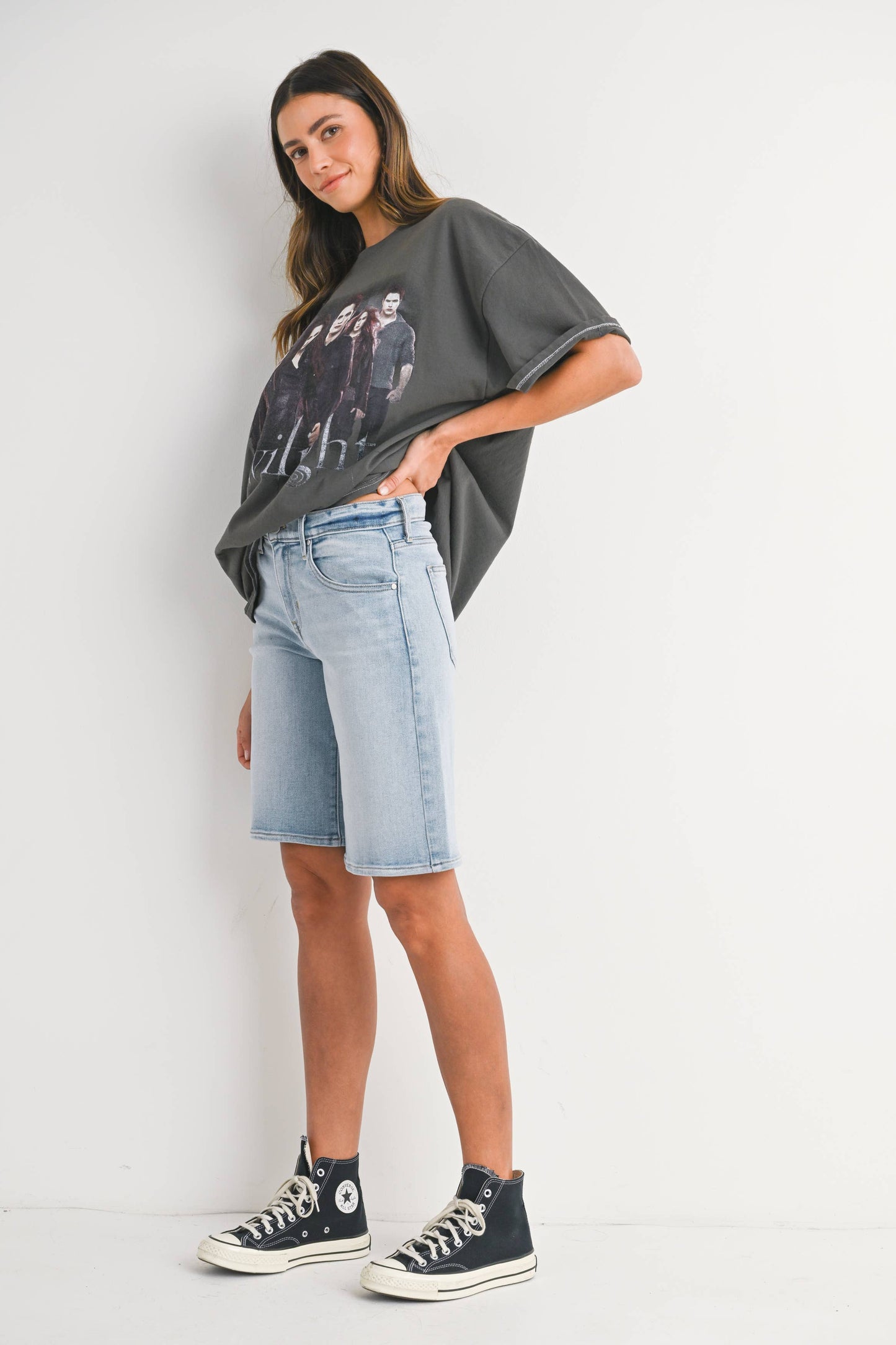 JUST BLACK DENIM - BH492J - LT - Stretch Longer Length Short