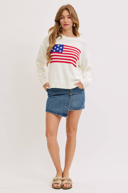 Sweet Lovely by Jen - AMERICAN FLAG SWEATER TOP