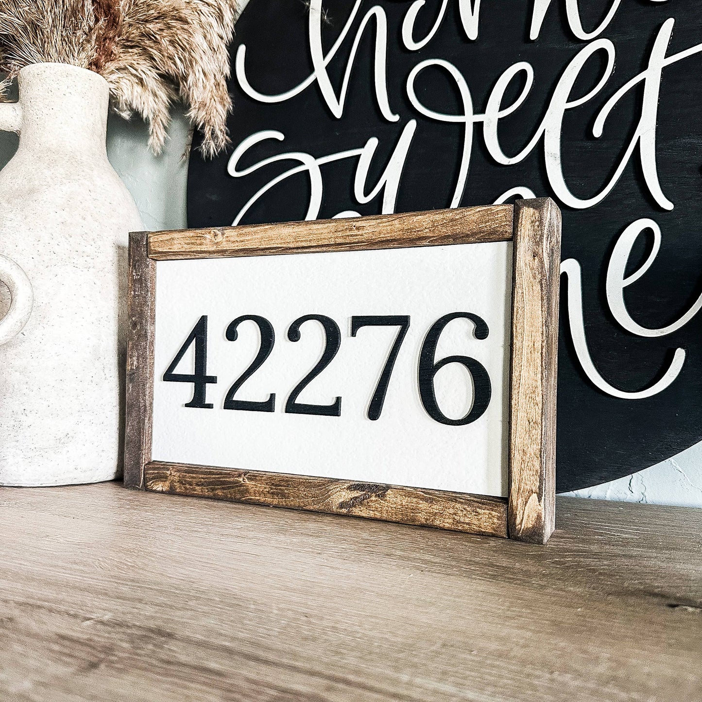 Dakota + Pine Design Co. - Zip Code/Area Code or House Number Custom 3D Laser Wood Sign: Black