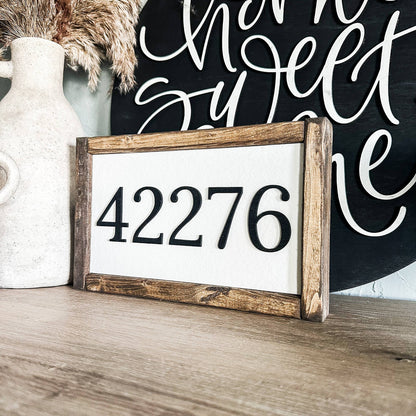 Dakota + Pine Design Co. - Zip Code/Area Code or House Number Custom 3D Laser Wood Sign: Black