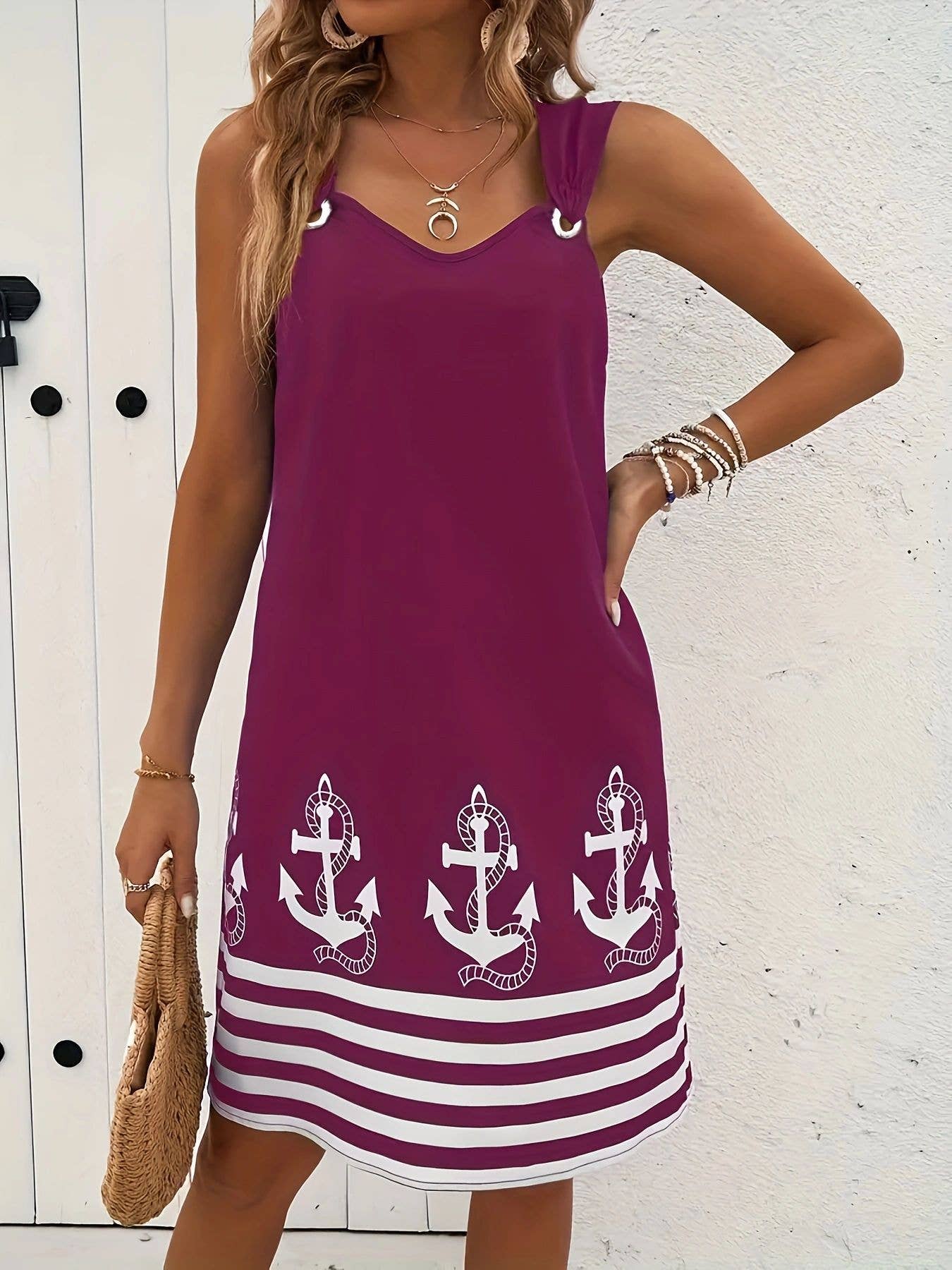 Rosa Clothing - Casual Ethnic Style V-neck Camisole Dress