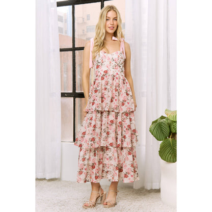 Sweet Generis - CHIFFONE FLORAL PRT TANK TIERED MAXI DRESS