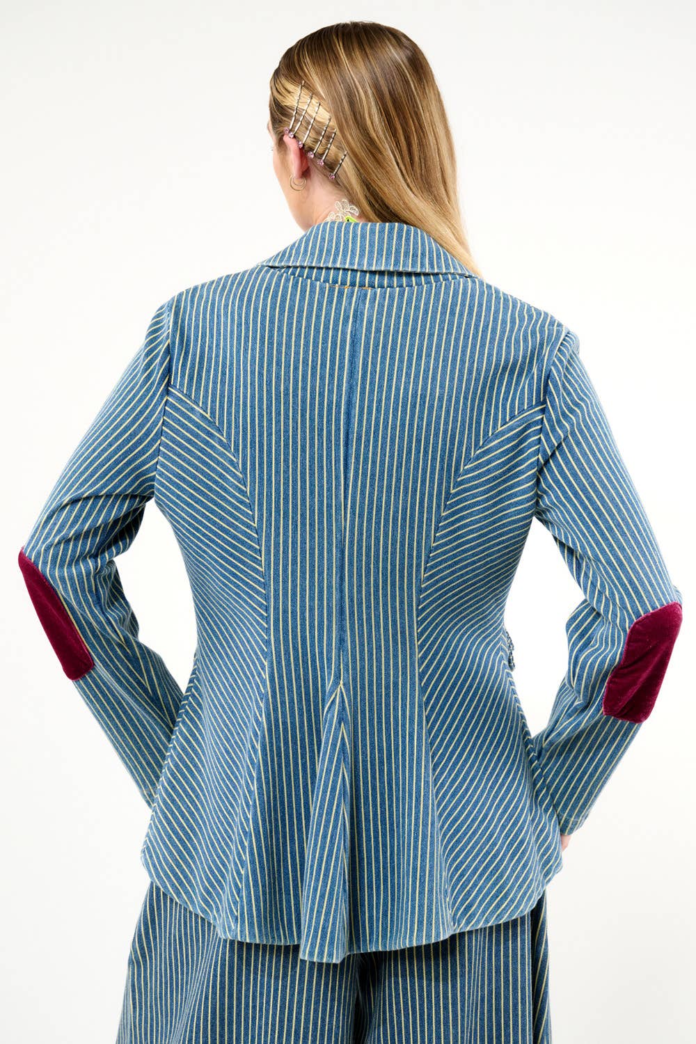 Aratta - Alaia Stripe Denim Blazer: Denim Stripe / L
