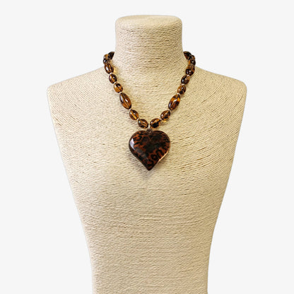 Bijoux Envie Statement Jewelry - Chunky Tortoise Heart Necklace | Handmade Statement Jewelry