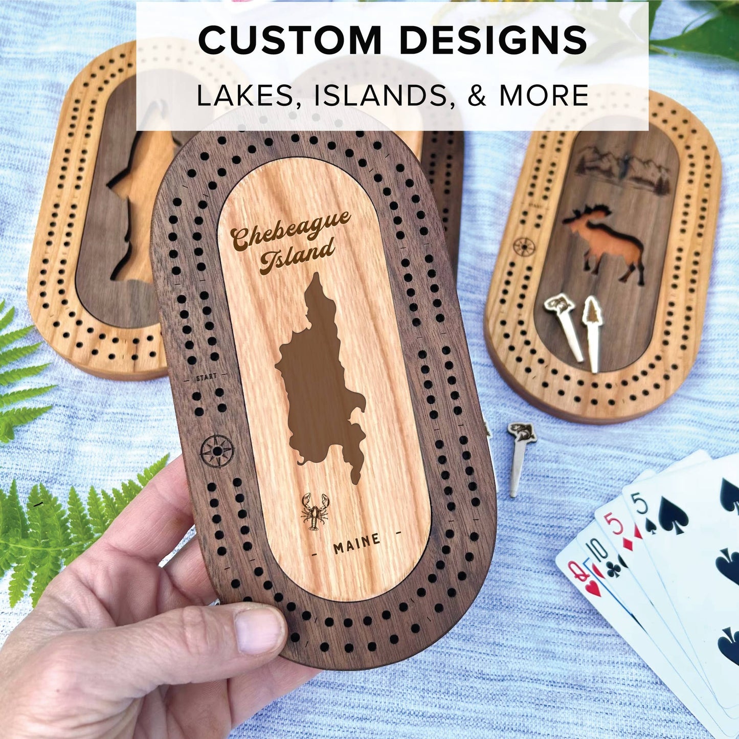 Cast & Carve - Wildlife Mini Travel Cribbage Board & Custom Pegs Set: Anchor / Select best pegs for us