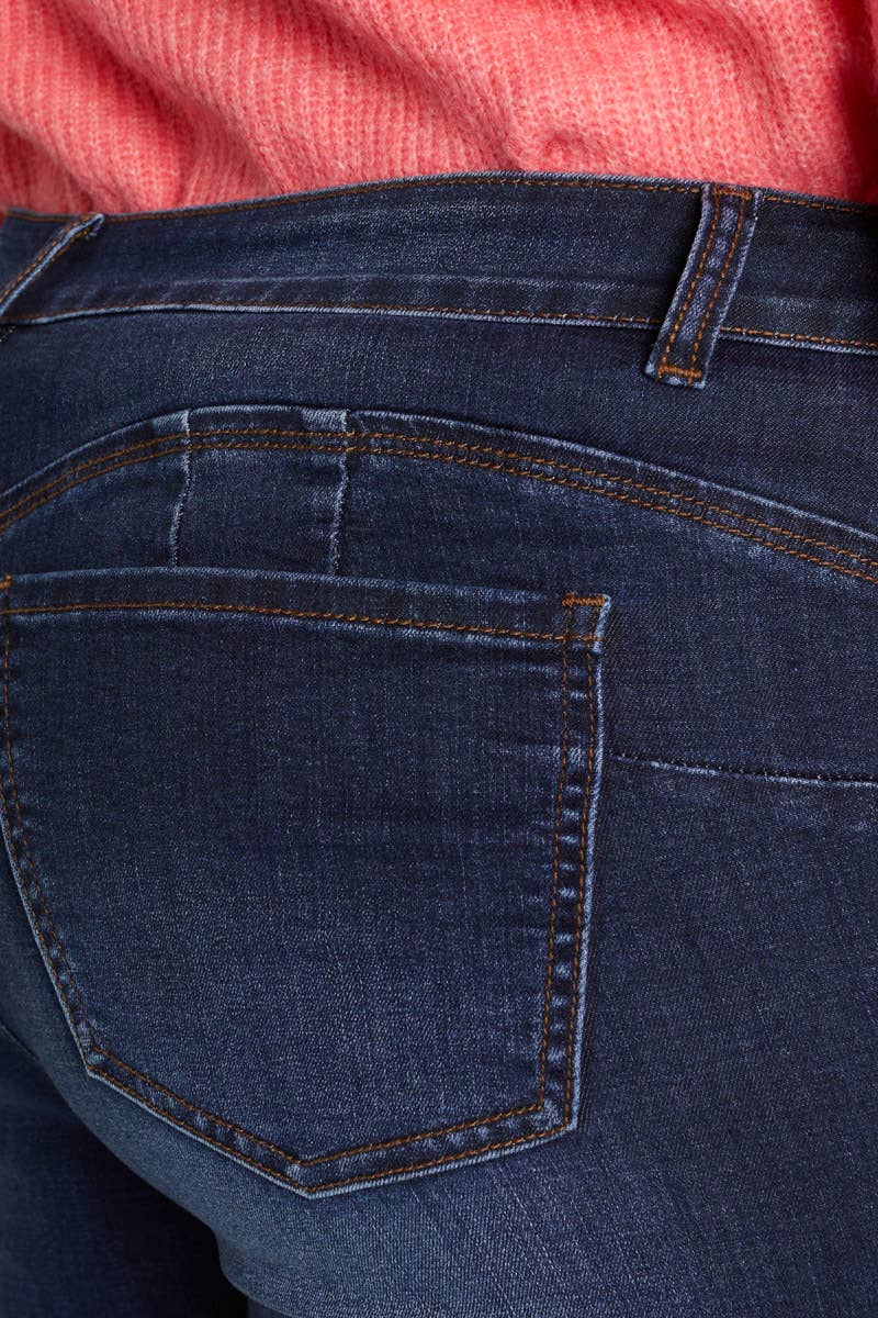 ENJEAN - EP3106XL Mid Rise Push Up Ankle Skinny: 3X / DARK