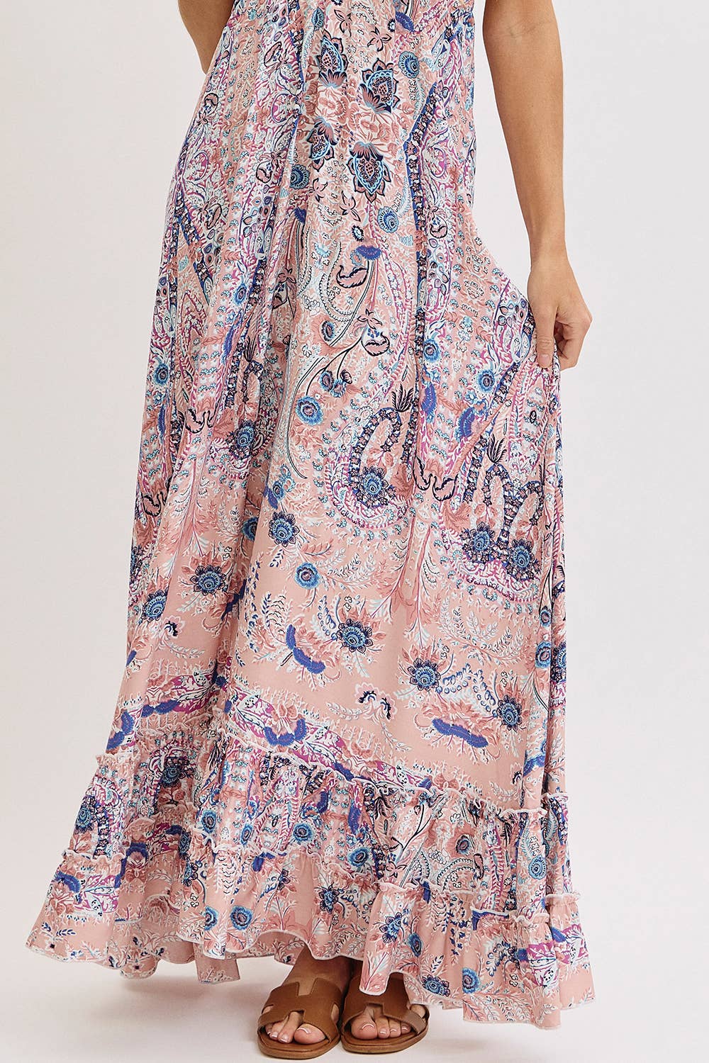 Sweet Lovely by Jen - BOHEMIAN FLORAL PRINT HALTER FLORAL  MAXI DRESS