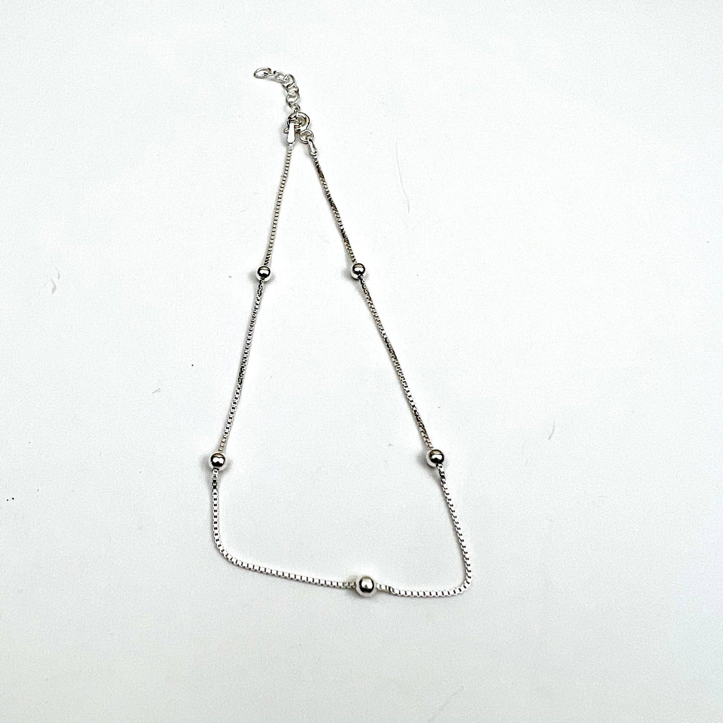 Jackie Gallagher Designs - Handmade Coastal Jewelry - Anklet Sterling silver beaded chain
