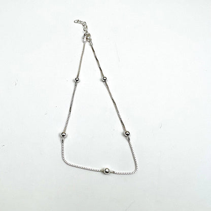 Jackie Gallagher Designs - Handmade Coastal Jewelry - Anklet Sterling silver beaded chain