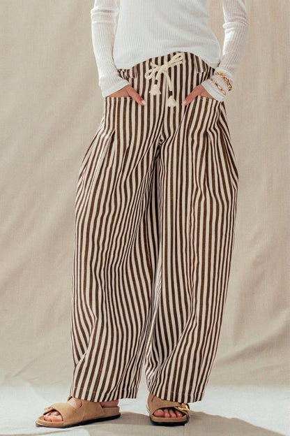 Urban Daizy - Rope Drawstring Balloon Pants Pleated Front