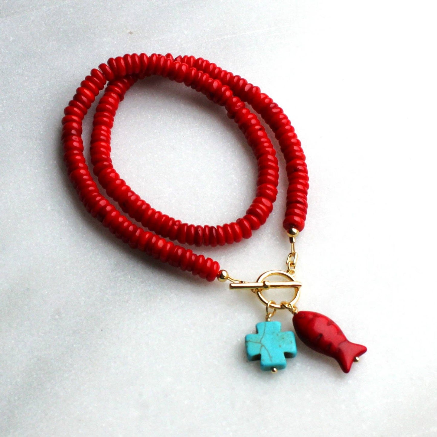 The Silver Wren - Livy Red Toggle Beaded Necklace
