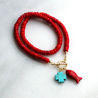 The Silver Wren - Livy Red Toggle Beaded Necklace
