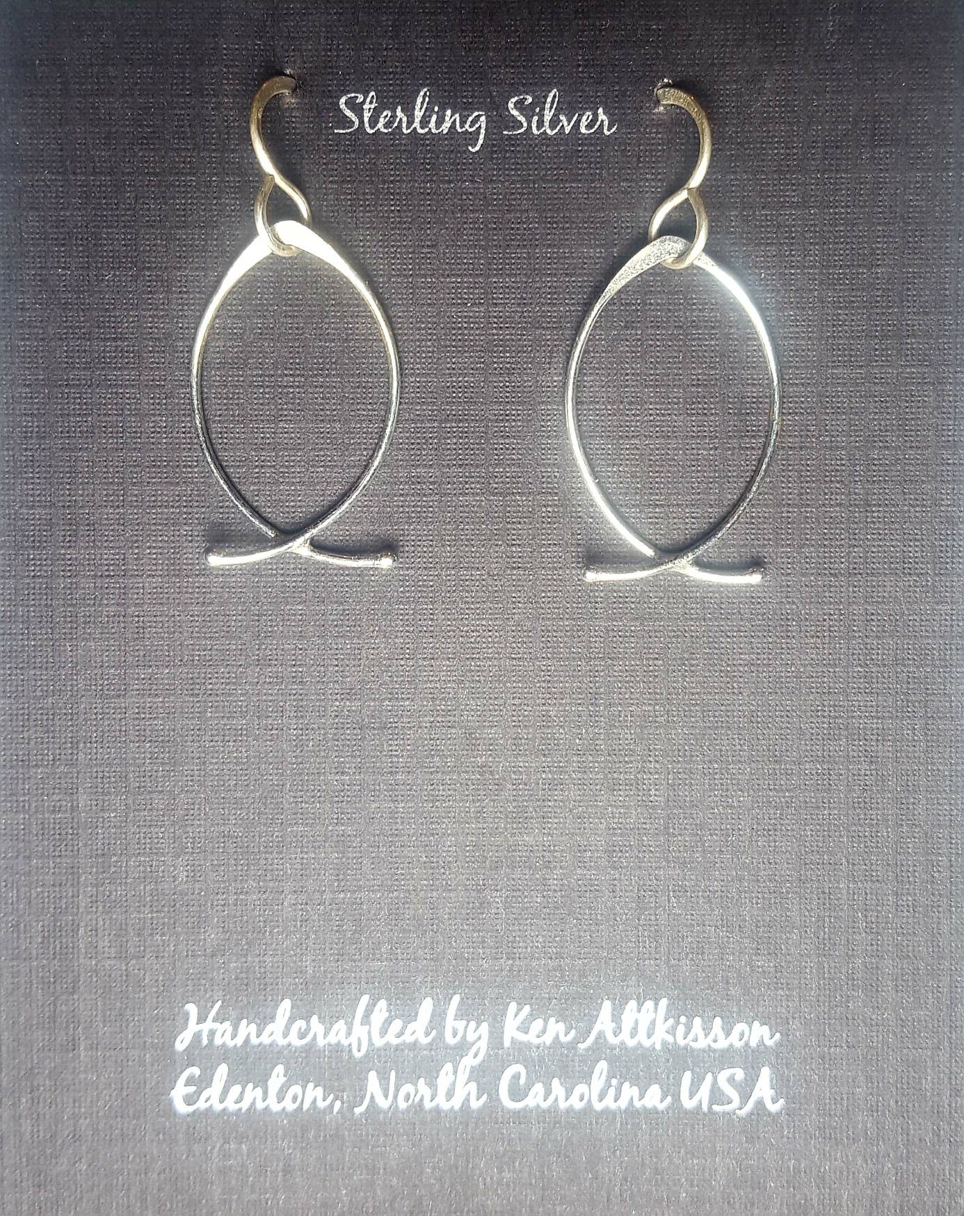 Ken’s handcrafted jewelry - Sterling Silver Earrings Fish