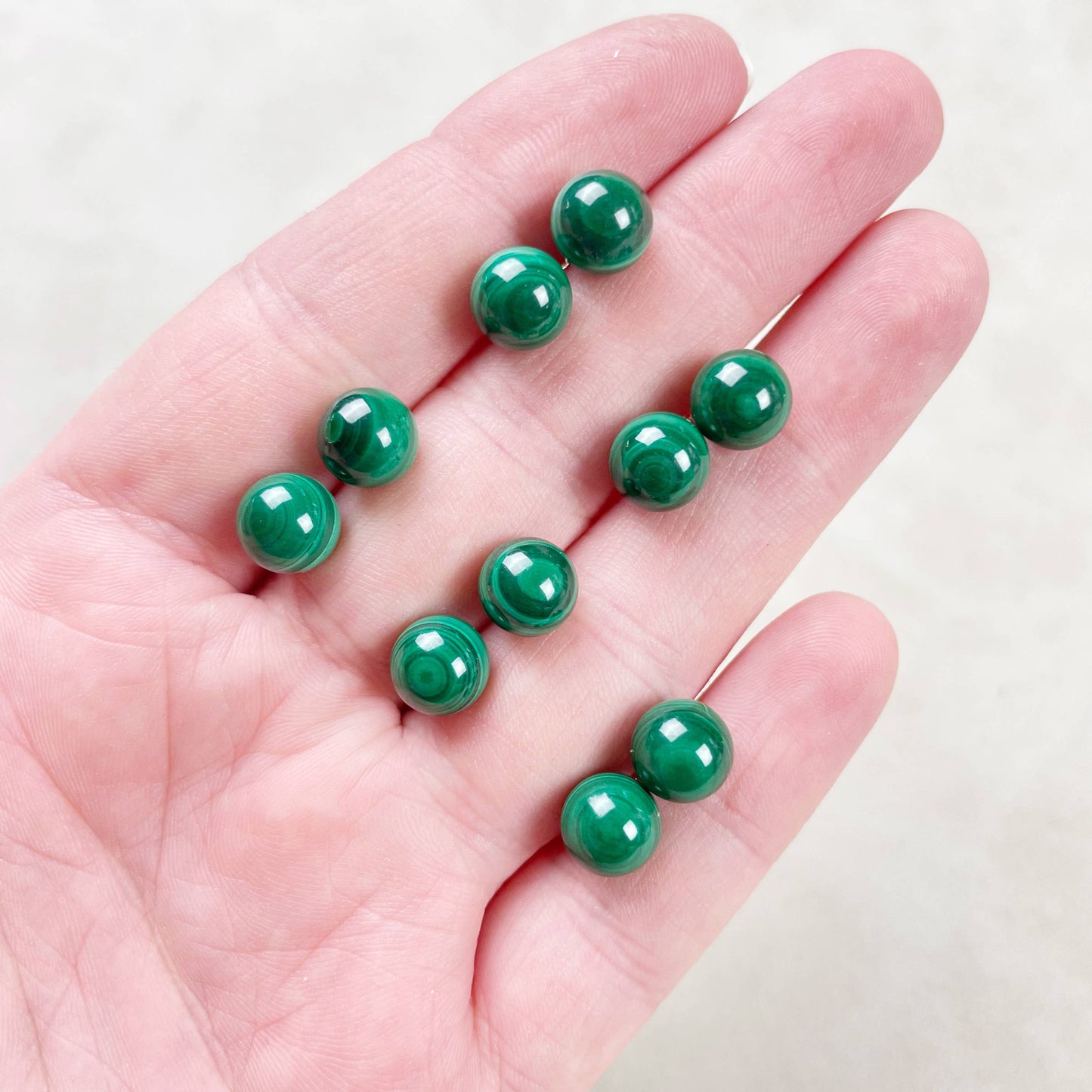 Ewelina Pas Jewelry - Silver 8mm Malachite Orb Stud Earrings