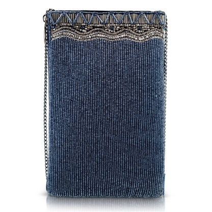 Mary Frances Accessories - True Blue Precious Stone with Fringe Crossbody Phone Handbag