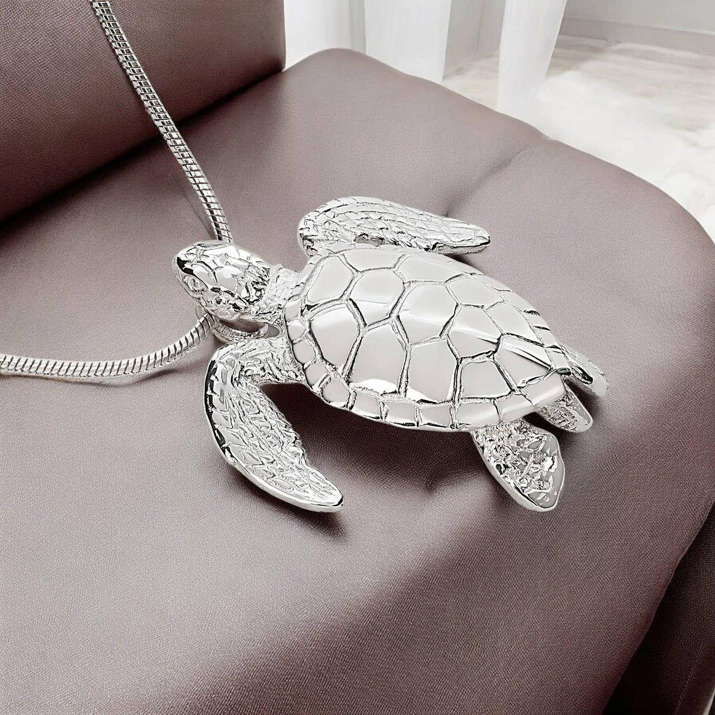 Big Blue by Roland St John - Green Turtle Sterling Silver: 18"