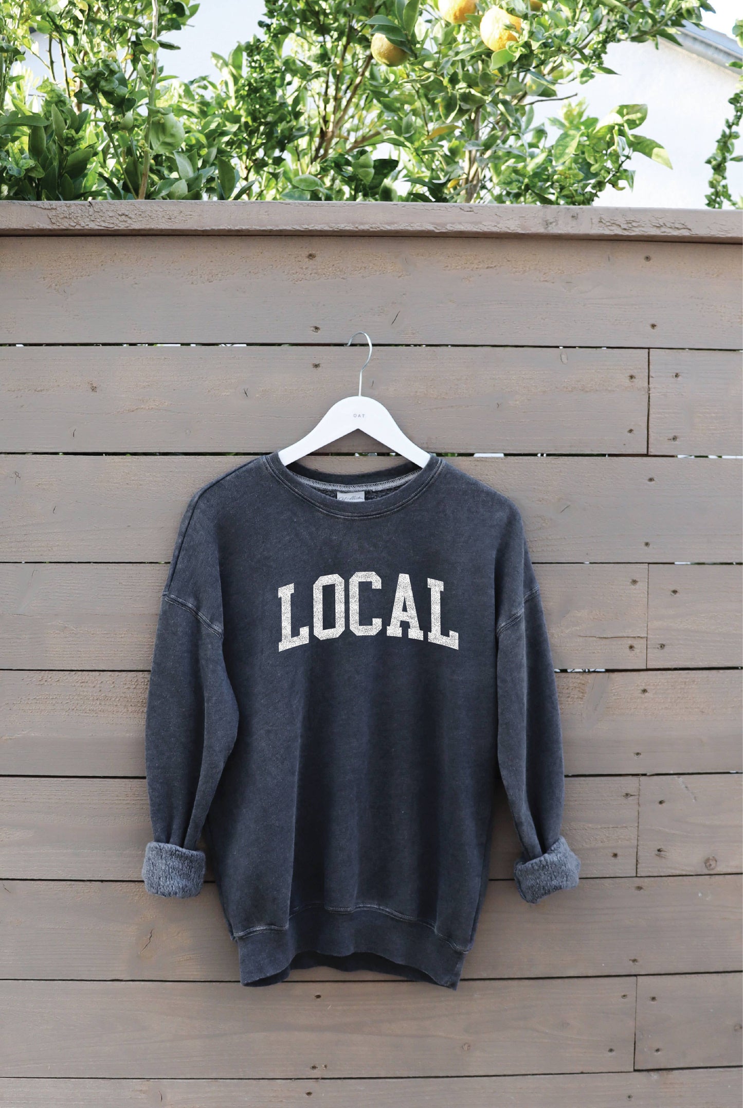 OAT COLLECTIVE - LOCAL  Mineral Washed Graphic Sweatshirt: VINTAGE DENIM / L