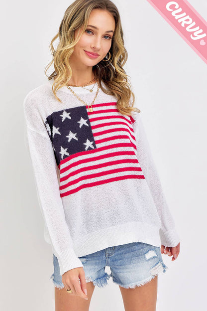 Sweet Lovely by Jen - PLUS SIZE 4TH OF JULY STARS AND STRIPES AMERICAN FLAG