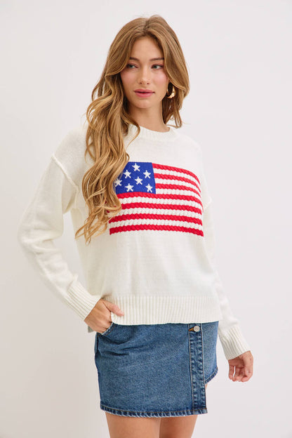 Sweet Lovely by Jen - AMERICAN FLAG SWEATER TOP