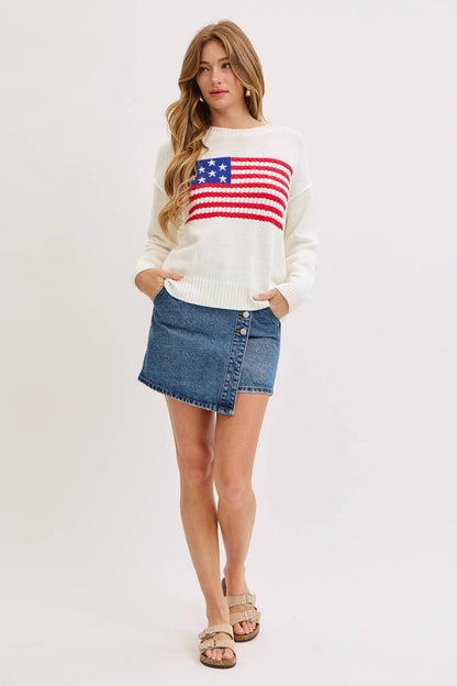 Sweet Lovely by Jen - AMERICAN FLAG SWEATER TOP