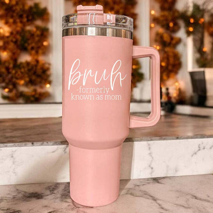 Gia Roma - Mom's Sippy Cup, Back to School Gift, 40 oz Pink Tumbler Lid: Be Happy
