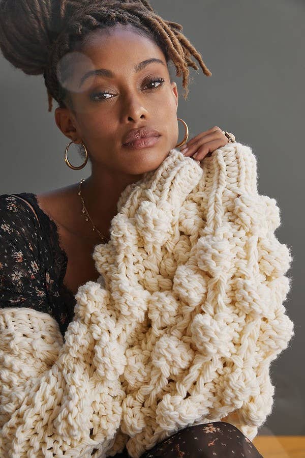 SAACHI - Bauble Sleeve Knit Cardigan Kimono: Pink